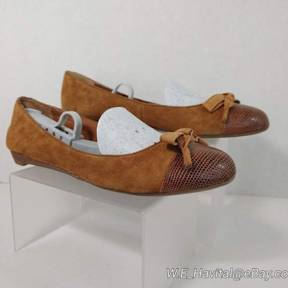 Franco Sarto® Amber™ Capped-Toe Brown Suede Ballet Flats Women's Size US 7.5 - Picture 1 of 16